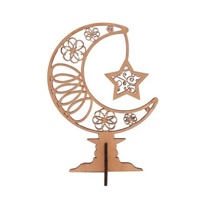 China Europe laser cut wooden moon and star eid mubarak decorations for sale