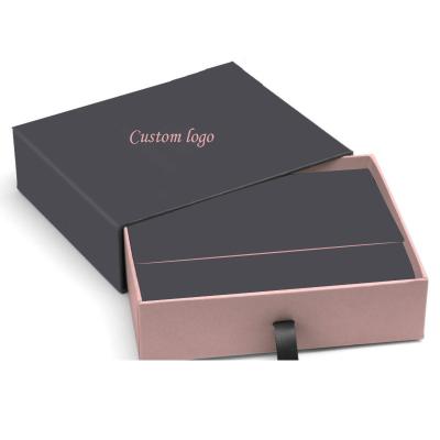 China Recyclable Luxury Golden Foil Custom Logo Drawer Sliding Jewelry Packaging Gift Box For Necklace for sale