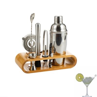 China Cocktail Shaker Set Professional Barware Custom Tools Wooden Bartender Kit Metal Cocktail Shaker Set Bar Rack Stainless Steel for sale