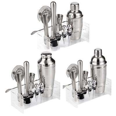 China Cocktail Shaker Set Professional Metal Barware Tools Acrylic Bartender Kit Bar Accessories Jigger Cocktail Shaker Set Stand Stainless Steel for sale