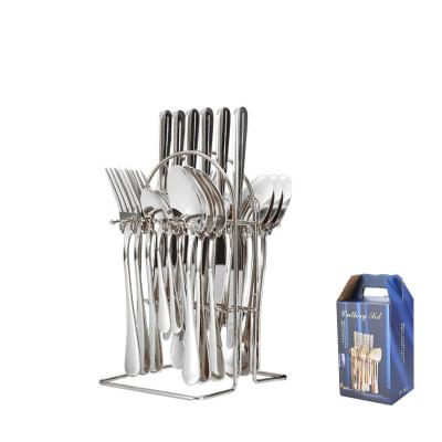 China Viable Hot Sale Design Spoon Fork Knife Flatware Luxury Royal Gift Set Hotel Restaurant Stainless Steel Gold Cutlery Set With Box for sale