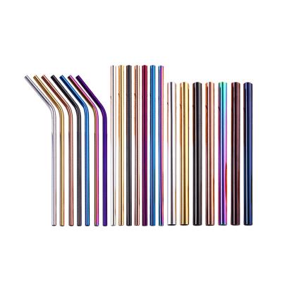 China Wholesale Reusable Cocktail Custom Colored Drinking Reusable Stainless Steel Metal Straws for sale