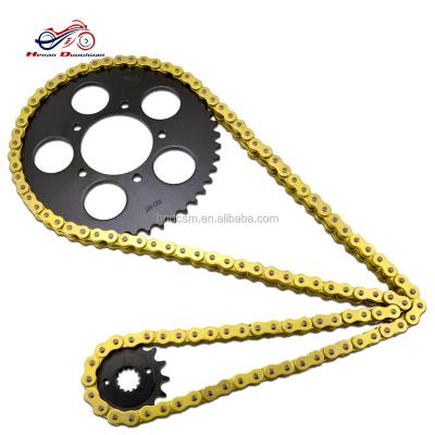 China 45# Steel 250CC 400CC Motorcycle Parts Chain and Sprocket System Set, 74A Chain Sprockets Motorcycle For Suzuki GSX250 GSX400 for sale