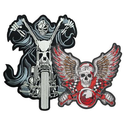 中国 Large Size Embroidered Sewing Applique Viable Vampire and Biker Custom Tattoo Horror Bat 3D Design Iron-on Patch for Jacket 販売のため