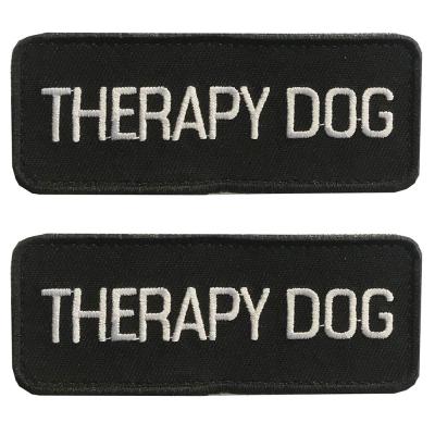 中国 3D hook and loop backed 2 pieces of American flag with tracker Paw Embroidery Applique Dog Patch for dog vest and 2 pieces of therapy dog 販売のため