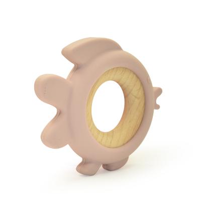 China New Arrival Non-Toxic Fun Toy Silicone Wooden Baby Animal Silicone Molar Teether Toys for sale