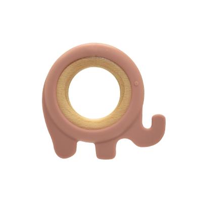 China Wholesale Non-Toxic Beech Natural Cute Shape Baby Wooden Silicone Teether Ring Toys for sale