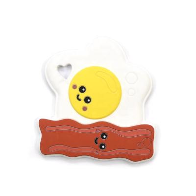 China 100% Non-Toxic Food Grade Silicone Bacon Egg Design BPA Free Silicone Baby Teething Toys for sale