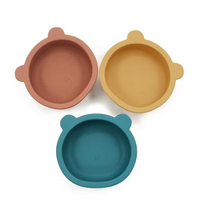 China New Disposable Animal Shape Baby Bear Silicone Bowl Bib Feeding Spoon for sale