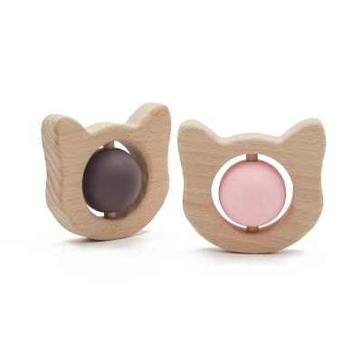 China 100% Silicone Food Grade Silicone Beech Wood Shape Baby Animal Non-Toxic Non-Toxic Teether Sensory Toys for sale