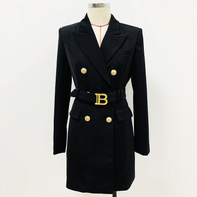 China Long V-Neck Viable Modest Solid Ladies Dress Suit Jacket Blazer Suit Office Wear Women Color Blazer Dress Long Career Dresses for sale