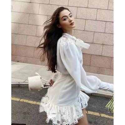 China Anti-static summer 2022 a line maxi chiffon ruffle long sleeve dress 2022 maxi spring dress ladies wrap dresses maxis for sale