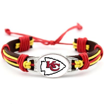 China Creative Handwoven Football Team Logo Charm Handmade Cord Sport Team Wristband NFL Bracelet Casual/Sporty Fashion for sale