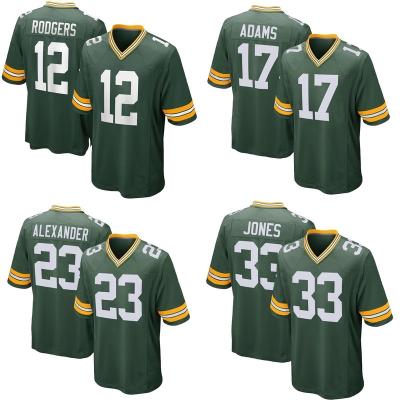 China Custom Green Game QUICK DRY 12 Rodgers 17 Adams 23 Bay City Team Club Uniform Football Jersey Packer Stitched American for sale