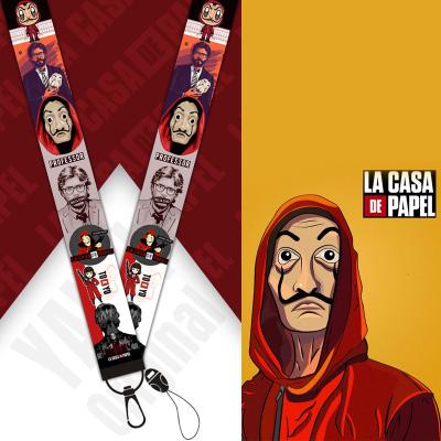 China Promotional Gift Phone Key New! Silver Burglar La casa de papel Lanyard La Casa De Papel Lanyard Key Chain for sale