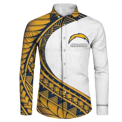 China Anti Pilling Drop Shipping Polynesian Traditional Tribal Styles American Football Plus Team Logos Print Size 6XL NFL Long Sleeve Shirt Mens for sale