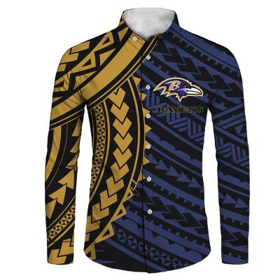 China Plus Size 6XL Polynesian Traditional Tribal Anti Pilling Styles NFL Breathable American Football Team Logos Print Long Sleeve Shirt Mens for sale