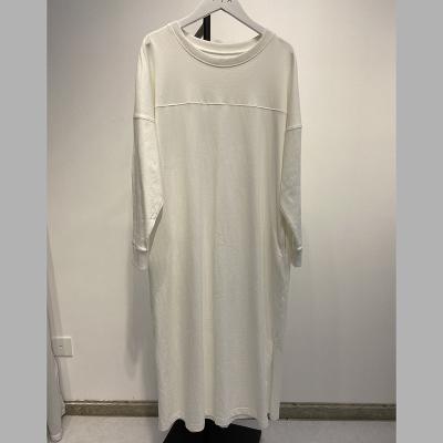 China Newest Style Breathable 100% Cotton Round Neck Solid Color T-shirt Dress High Quality Casual Dress for sale