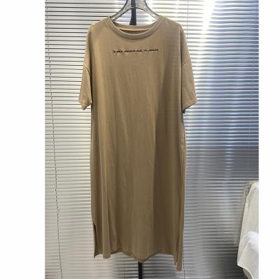 China Breathable Solid Color Women Loose T-shirt Dress High Quality Casual Short Sleeve T-shirt Dress for sale