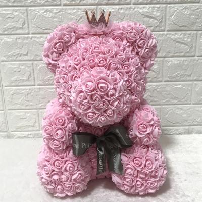 China Luxurious Durable 2020 Gift Idea Handcrafted 40cm PE Teddy Bear Rose Bear For Christmas Decoration for sale