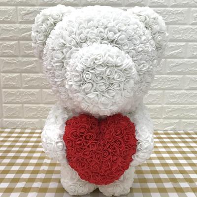 China Valentine's Day Gift Durable Hot Selling Handmade Artificial Flower RoseBear Wedding New Year Gift Love Bear for sale