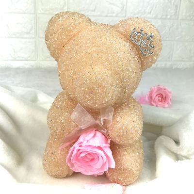 China Durable Many Colors You Can Choose Foam Rose Flower Bear With Diamond For Girlfriend Love Gift for sale