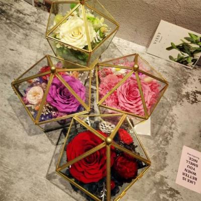 China Natural Touch Handmade Colorful Preserved Rose Glass Flowers for sale