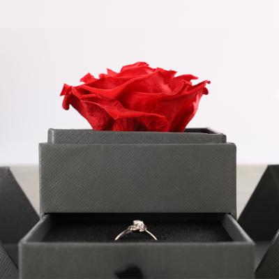 China Petals are Eternal Rose Unique Ring Jewelry Box for sale