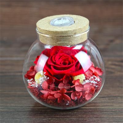 China Natural touch 50th wedding anniversary gifts preserved real natural rose flower in glass jar for sale