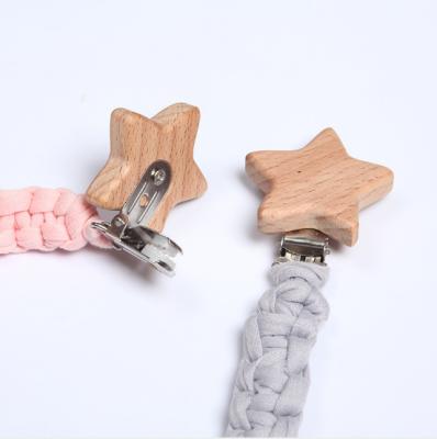 China Toy Custom Soft Design Handmade Woven Natural Macrame Cotton Baby Pacifier Clip ChainH for sale