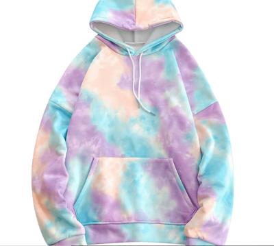 China 2020 Anti-wrinkle Tie Dye Pullover Fleece Drawstring Men Sports Long Hoodie Comfortable Workout Wear for sale