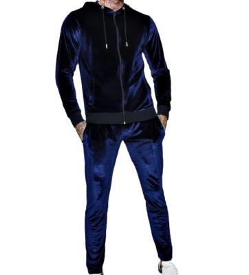 China OEM Winter Autumn Plain Breathable Cotton Fitted Velvet Sweatsuit Tracksuits Custom Made Velvet Tracksuits For Men for sale