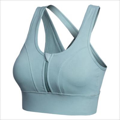 China 2021 Breathable New Design Custom Pluse Size Young Girl Sports Bra Cross Back Zipper Up Sports Bra Set for sale