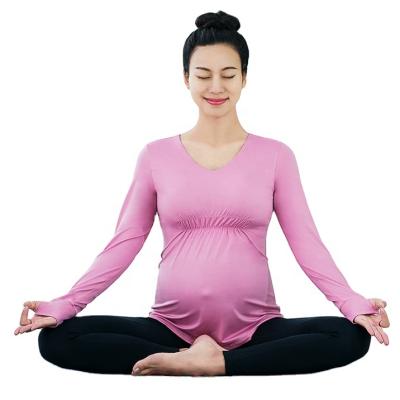 China Plus Size New Breathable Professional Maternity Yoga Suit Set Loose And High Pregnancy Exercise Yoga Leggings for sale