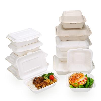 China Disposable Sugarcane Bagasse Food Container Clamshell Food Box Eco-friendly Tableware for sale