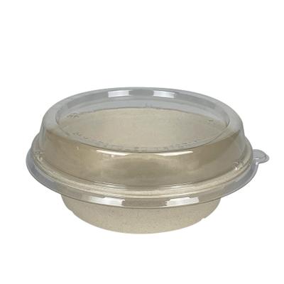 China Salad Party Staff Canteen Restaurant Disposable Biodegradable 30oz Bagasse Round Bowl With PET Lid for sale