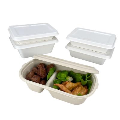 China 1 2 Compartment 26oz 800ml 1000ml Sugar Cane Bagasse Food Container Biodegradable Disposable Quick Disposable Biodegradable Take Out Box for sale