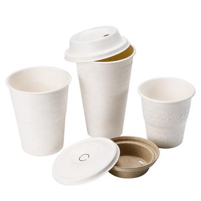 China Biodegradable compostable take away sugar cane bagasse packaging lid for coffee cup bagasse coffee lid for sale