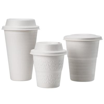 China 100% OEM ODM Coffee Lids Biodegradable Disposable Sugar Cane Bagasse Paper Pulp Cup with Lids for sale