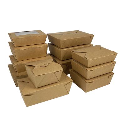 China Minimalist Kraft Paper Soup Bowl Wrapping Paper Bag With Window Salad Sushi Hamburger Noodle Sandwich Cake Packaging Box Compostable Disposable for sale