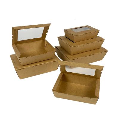 China Hot Selling Biodegradable Customized Collapsible Biological Degradable Food Bakery Cookie Or Snakes Packaging Window Wrapping Paper Salad Box With Window for sale