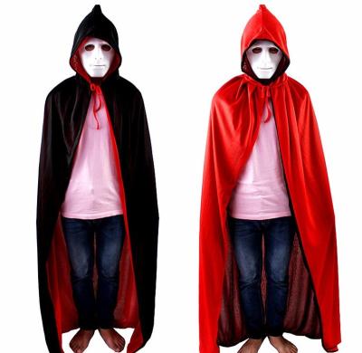 China Cosplay 90cm Halloween Double Cape Cloak Death Vampire Cosplay Costume Red Black With Hat Cap for sale