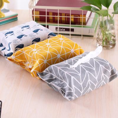 China Eco-friendly Cotton Canvas Paper Towels Paper Towels Case Bags Paper Bag Car Tissue Boxes Fashion Storage Box Organizer Bags for sale