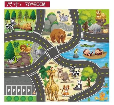 China Factory Direct Cloth Kids Learning Railway 70*80cm Traffic City Scene Playmat Car Parking Play Mat for sale