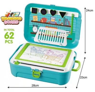 China 2 in-1 Plastic Multifunctional Educational Portable Magnetic Drawing Board Backpack 62pcs Toys for sale