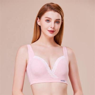 China Antibacterial Women's Underwear Lace Up Non-underwire Pregnancy Lactation Underwear Postpartum Ladies Nursing Bras Pump for sale