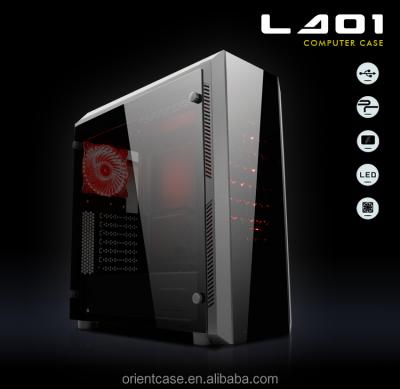 China With Fan Slot Front Tempered Glass Panel Computer Case Black Side Tempered Glass Panel Computer Case for sale