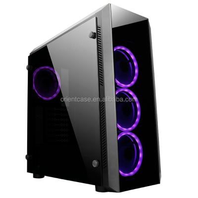 China With Side Panel Window LCD Display Entry Level Desktop PC Gaming Case ATX With Tempered Glass Side Panel And RGB Fan for sale