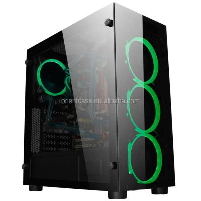 China With Side Panel Window Factory Supply RGB Fan &Tempered Glass Bezel ATX Gaming Desktop Computer Case for sale