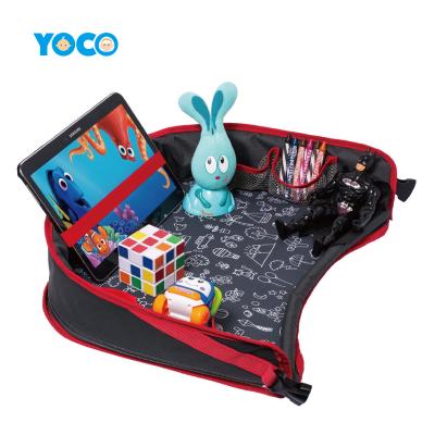 China New Design Durable 2021 Printing Travel Lap Activity Tray with Padded Low Side Walls Comfort Mesh Snack Pockets for Kids and Toddlers for sale